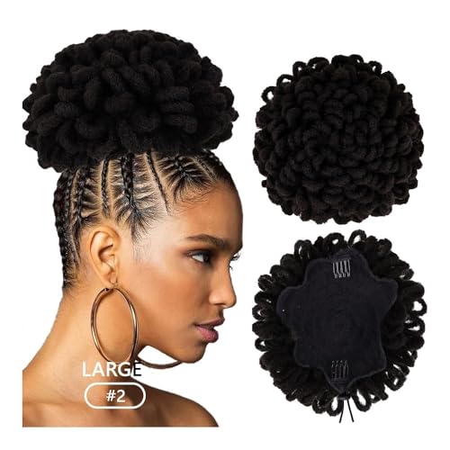 Dutt, Clip-In-Haarknoten for schwarze Frauen, synthetischer Pferdeschwanz mit Kordelzug Perücken(Dark black) von Bamboo Sea