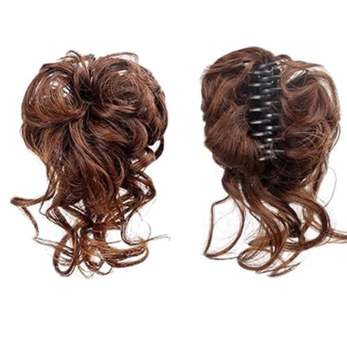 Dutt, Flauschiger Haarclip im Ringstil for Damen – Haar-Accessoire mit Blumenknospen und Kugelkopf Perücken(Light brown) von Bamboo Sea
