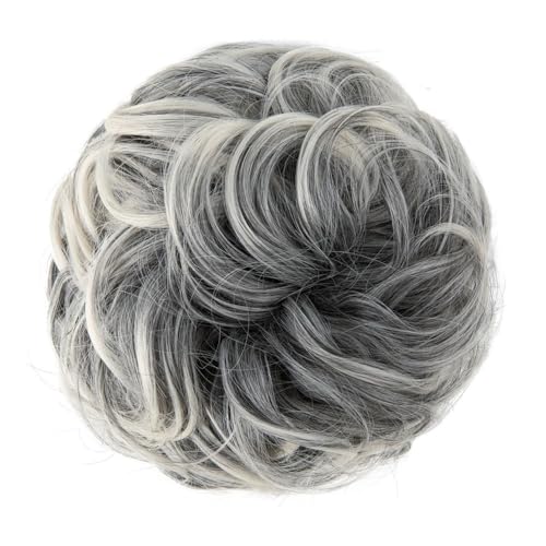 Dutt, Hochsteck-Haarteil aus hochtemperaturbeständiger Kunstfaser for Damen im Messy Bun-Stil – hitzebeständiges Styling-Accessoire Perücken(Flower white) von Bamboo Sea