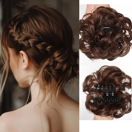 Dutt, Unordentliche, lockige Haarknoten-Extensions – elastische Haargummis, Chignon for Frauen Perücken(Light brown) von Bamboo Sea