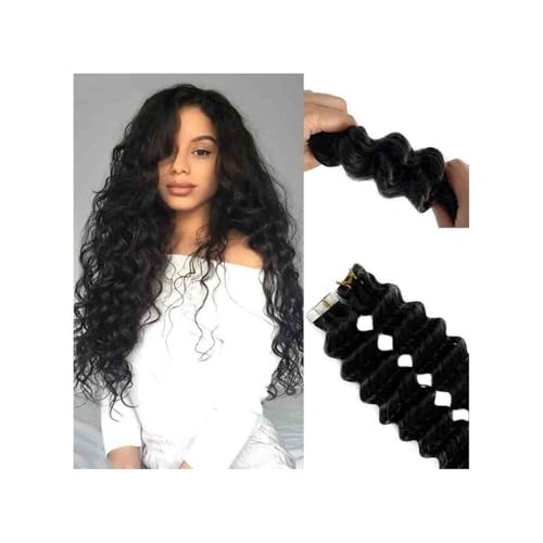 Haarverlängerungen, Deep Wave Haarband-Extensions for Damen in Schwarz, 20 Stück(26 inch) von Bamboo Sea