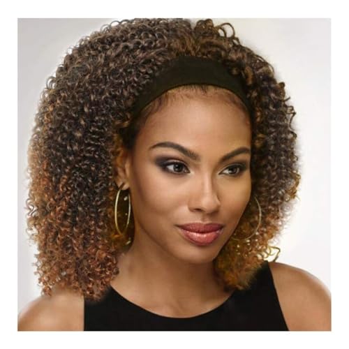 Perücken Kurze, lockige Perücke mit Farbverlauf for Damen – Kopfbedeckung aus elastischem Netz aus Chemiefasern Perücke aus Echthaar von Bamboo Sea