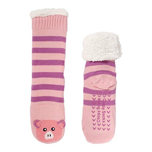 BambooMN Extra dicke, gemütliche flauschige Tier-Thermo-Socken, Plüsch, Fleece-gefüttert, gestrickte Crew-Socken, Thermo-Schwein (31), 36.5-43 EU von BambooMN