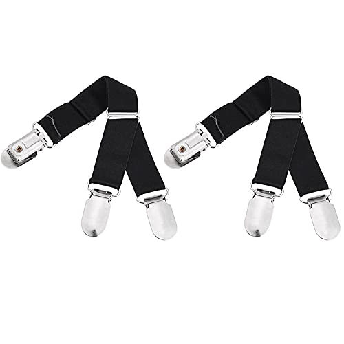 2 Stück/Paar verstellbare elastische Strumpf-Clip Strumpfband Strapsgürtel Edelstahl Doppel-Wege-Entenschnabel-Schnalle Straps-Clip befestigen Strapshalter Hemden bleiben Halter (schwarz) von Bamboopack