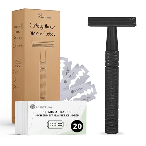 Bamboozy Rasierhobel für Damen und Herren - Safety Razor Unisex - Aluminium - Zero Waste - Double Edge Nassrasierer von Bamboozy