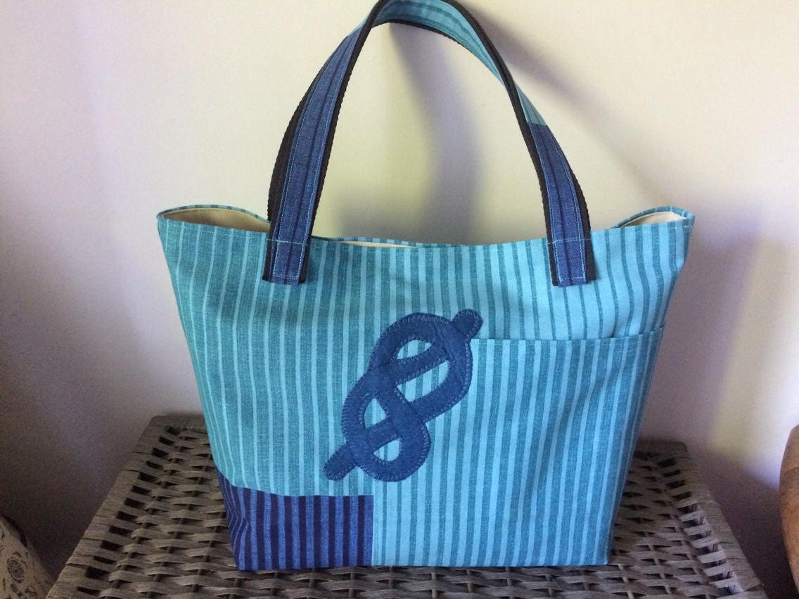 Handtasche Typ "Marina"-stil, Getragene Schultertasche Blau, Original Sommertasche von Bamboune84