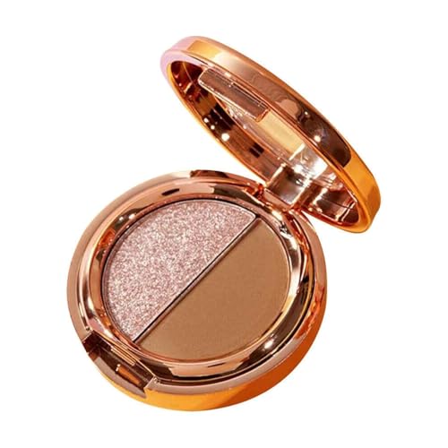 2 Colors Eyeshadow Palette - Schminkpalette Lidschatten Glitzer - Flashing Sheet Glitter Shimmer Eye Shadow - 2 farben lidschatten palette glitzer (Coffee) von Bamideo