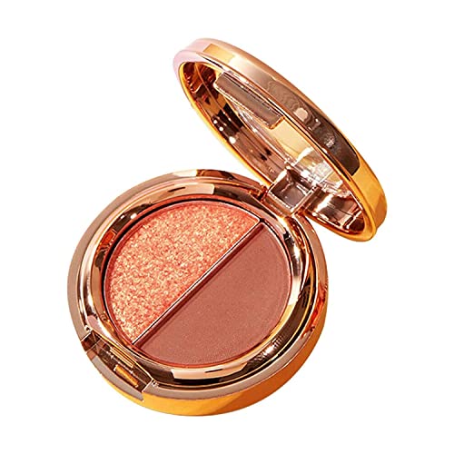 2 Colors Eyeshadow Palette - Schminkpalette Lidschatten Glitzer - Flashing Sheet Glitter Shimmer Eye Shadow - 2 farben lidschatten palette glitzer (Orange) von Bamideo