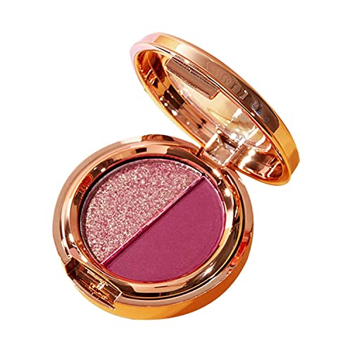 2 Colors Eyeshadow Palette - Schminkpalette Lidschatten Glitzer - Flashing Sheet Glitter Shimmer Eye Shadow - 2 farben lidschatten palette glitzer (Pink) von Bamideo