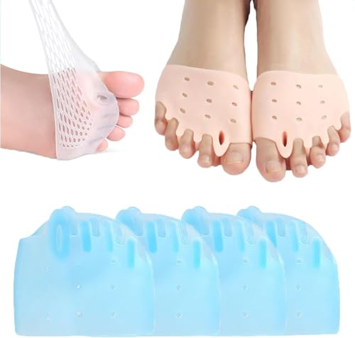2 Paar Hygger Ballenzeh-Korrektoren, Hyggear Silikon Zehentrenner Hyggear Zehentrenner Hyggear Zehenspreizer Fußballen Kissen Atmungsaktiv Weich für Damen (Blue-2 pairs) von Bamideo