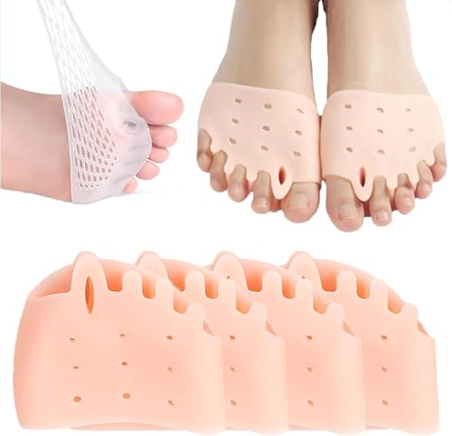 2 Paar Hygger Ballenzeh-Korrektoren, Hyggear Silikon Zehentrenner Hyggear Zehentrenner Hyggear Zehenspreizer Fußballen Kissen Atmungsaktiv Weich für Damen (Skin-2pairs) von Bamideo