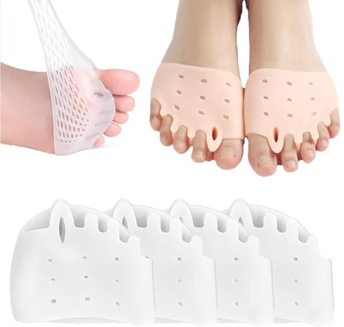 2 Paar Hygger Ballenzeh-Korrektoren, Hyggear Silikon Zehentrenner Hyggear Zehentrenner Hyggear Zehenspreizer Fußballen Kissen Atmungsaktiv Weich für Damen (White-2 pairs) von Bamideo