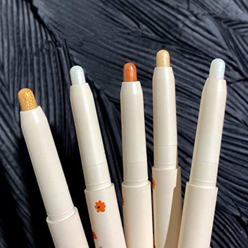 2023 Neu Lidschatten Stick Lidschatten Glitzer Lidschatten, Lang Anhaltendes 5 Farben- Gold, Orange, Pink, Weiß, Blau von Bamideo