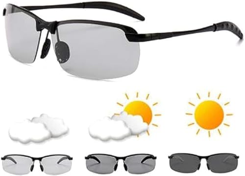 Bamideo 2024 Durchdringende Brille, photochromische Sonnenbrille, polarisierte Sport-Sonnenbrille zum Angeln, 2024 Durchdringende Brille Durchsichtig Angeln Radfahren Sonnenbrille (Black) von Bamideo