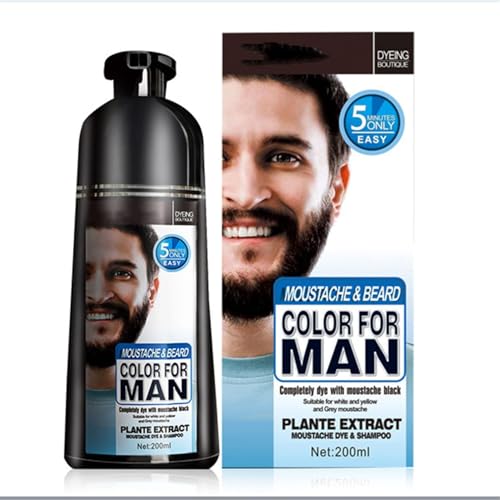 Men Beard Hair Color Instant Dye Black Mustache Beard Darkening Shampoo, Professional Men's Mustache & Beard Black Hair Color Dye Shampoo,100ml (3pcs) von Bamideo