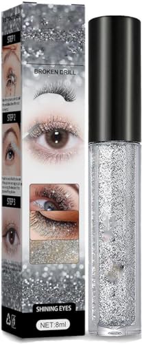 Silver Glitter Mascara, Diamond Glitter Mascara Topper, 4D Glitter Lash Mascara, Diamond Shinning Mascara, Natural Thickening Lengthening for Eyelashes (1pcs, one size) von Bamideo