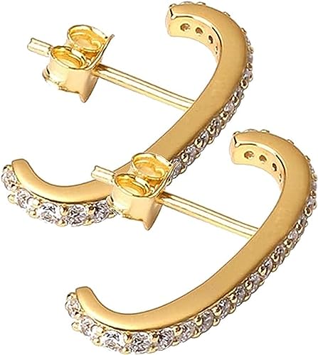 Wrap Earlobe Studs | Minimalist Suspender Ear Cuff Earrings for Women Wrap Earlobe Studs | Wrap Around Earlobe Earrings | Simple and Versatile (Gold-1pair) von Bamideo