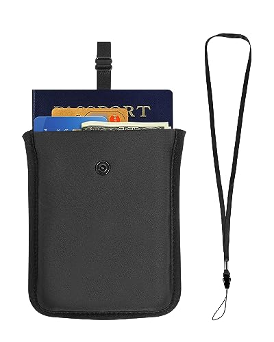 Bamneat RFID-blockierende Reise-BH-Geldbörse, versteckte Geldtasche mit verstellbarem Gummiband, perfekte Geheimtasche, schützt Ihren Reisepass, Kreditkarten, Wertsachen, Schwarz, XL(5.7'' x 4.3''), von Bamneat