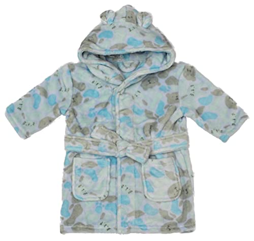 Bamu Baby Jungen Mädchen Säugling Unisex Weicher Plüsch Flanell Fleece Kapuzen-Bademantel Bademantel Größen 0-24 Monate, Teddy-Tarnmuster, 0-6 Monate von Bamu