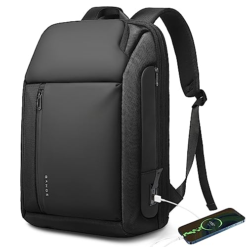 BANGE Reiserucksäcke, Laptop-Handgepäck-Rucksack für Flugzeuge, wasserdicht, 15,6 Zoll (39,6 cm), Laptop-Rucksack für Damen und Herren, Schwarz, Large, Laptop von BANGE