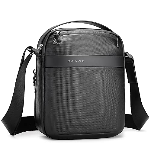 BANGE Herren Schultertasche, kleine Umhängetasche, leichte Kuriertasche, große Kapazität, mehrere Taschen, Crossbody-Tasche für Männer, Schwarz, 28inch von BANGE