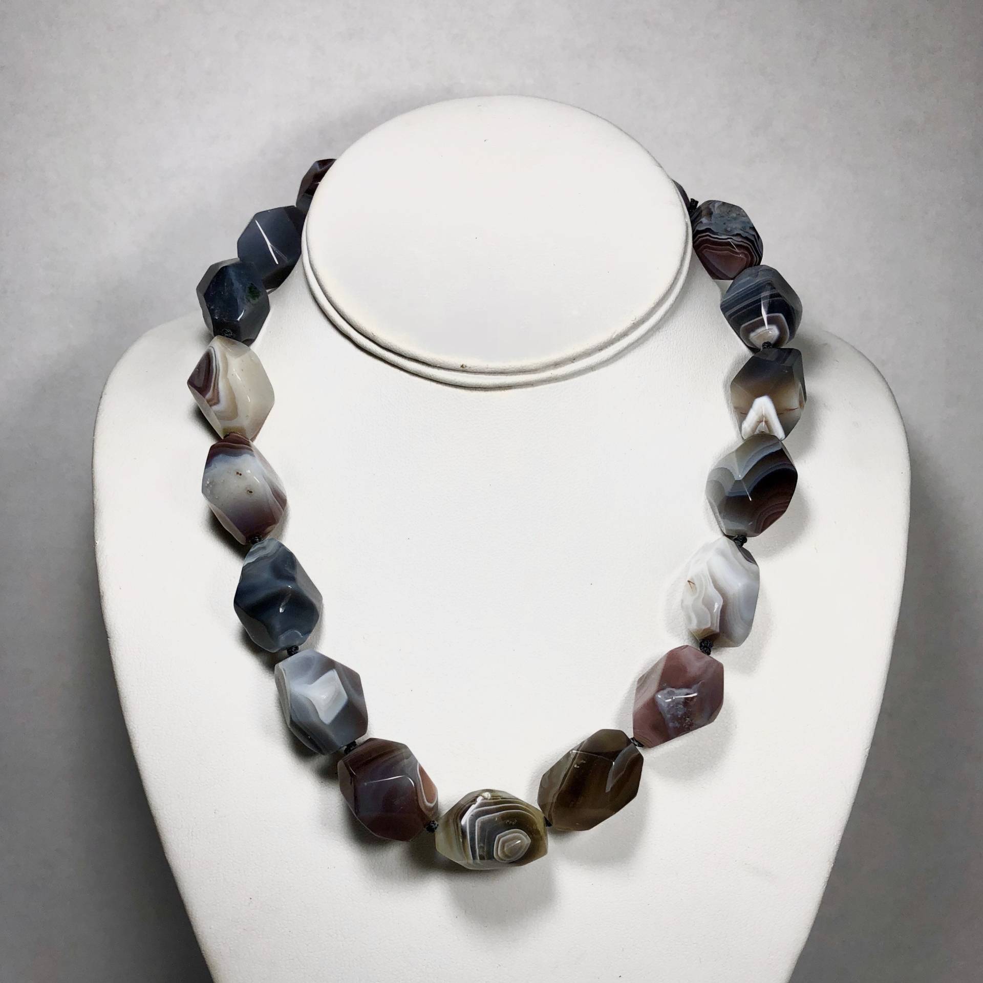 Handgefädelte Botswana Achat Perlen-Halskette, 44, 5 cm Länge von BanadosEtshop