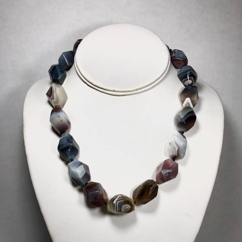 Handgefädelte Botswana Achat Perlen-Halskette, 44, 5 cm Länge von BanadosEtshop