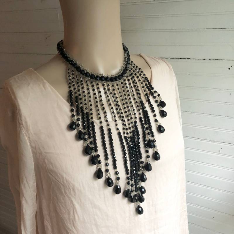 sterling Silber Schwarz Onyx Mit Light Citrin Quaste Halskette & Ohrringe Set von BanadosEtshop