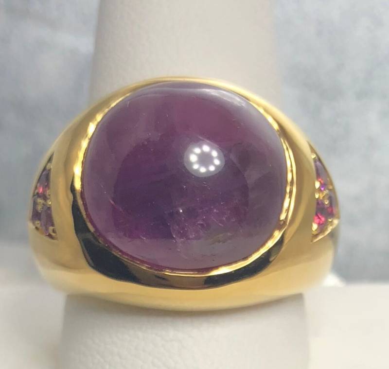 No Heat Saphir & Rhodolith Granat Vermeil Ring - Größe 11 von BanadosEtshop