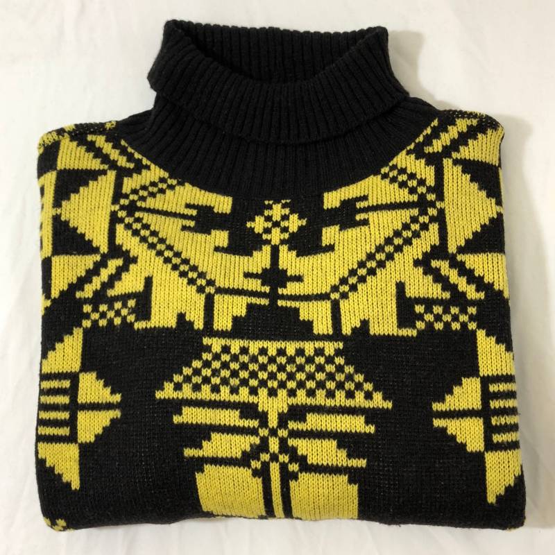 Vintage Amita Schwarz & Gelb Wolle Langarm Pullover Gr. L von BanadosEtshop