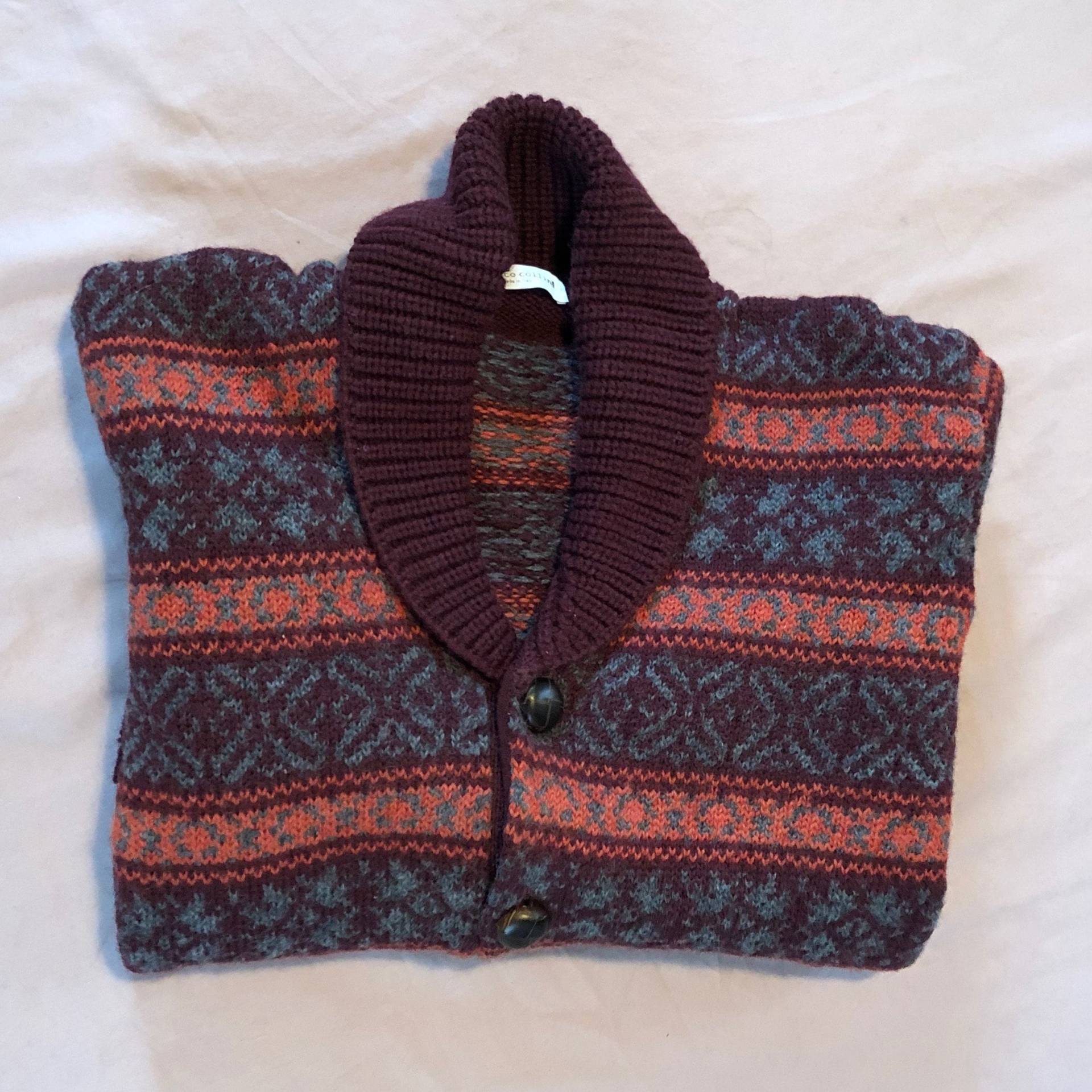 Vintage Roberto Collina Wolle Kastanienbraun Gestreifte Muster-strickjacke Sz M von BanadosEtshop