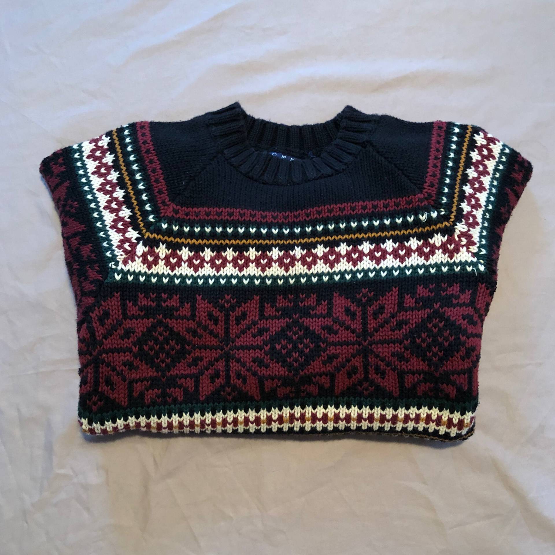 Vintage Tommy Hilfiger Schwarz Bunt Winter Muster Langarm Pullover Gr. M von BanadosEtshop