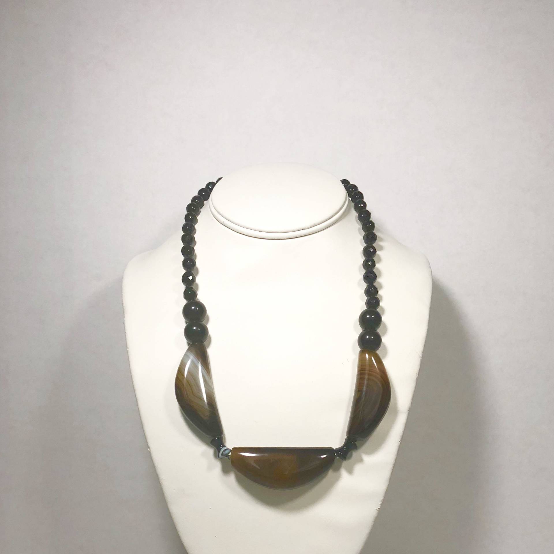 sterling Silber Gebänderte Achat Halskette 45 cm von BanadosEtshop