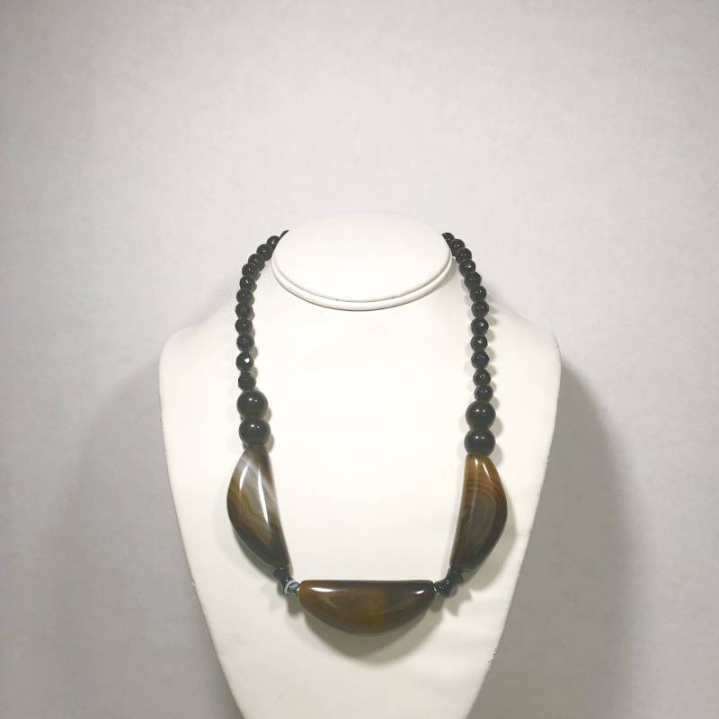 sterling Silber Gebänderte Achat Halskette 45 cm von BanadosEtshop