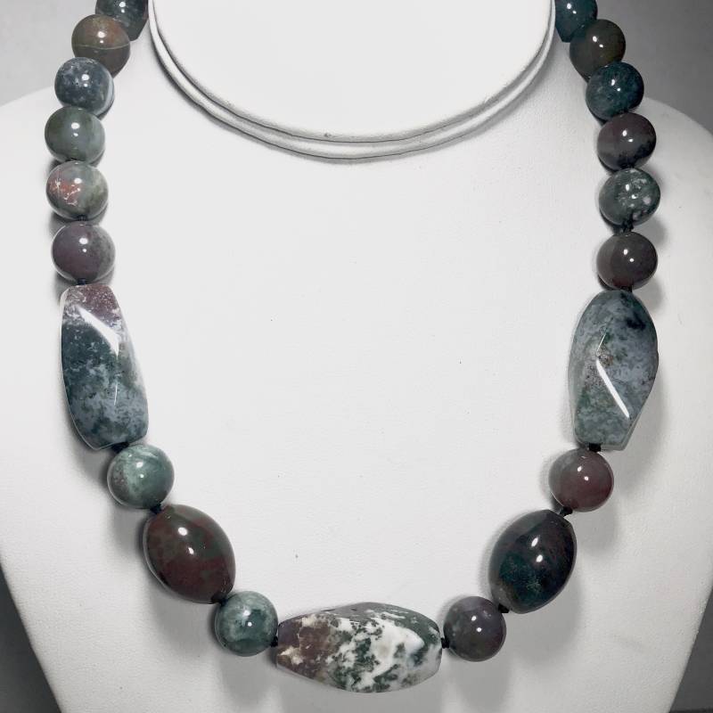 sterling Silber Hand-Geknüpfte Jaspis Halskette Länge 45-55 cm von BanadosEtshop