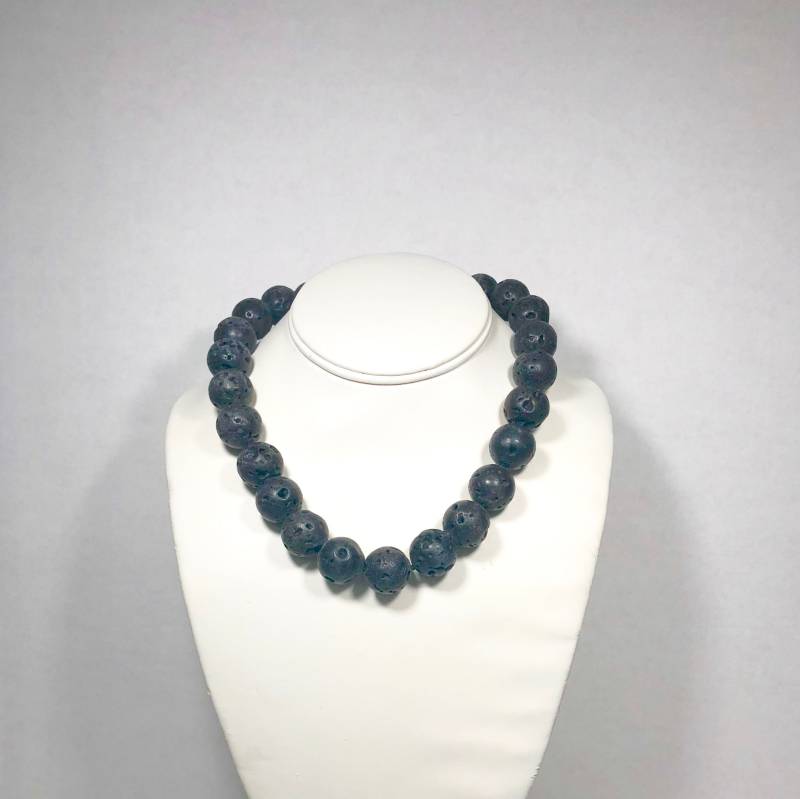 sterling Silber Lava Rock Perlenkette 45 cm von BanadosEtshop