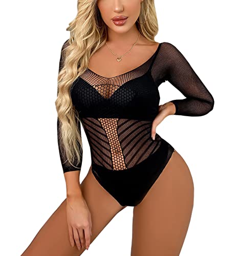 Banamic Damen Sexy Dessous Netzkleid Mesh Teddy Dessous von Banamic