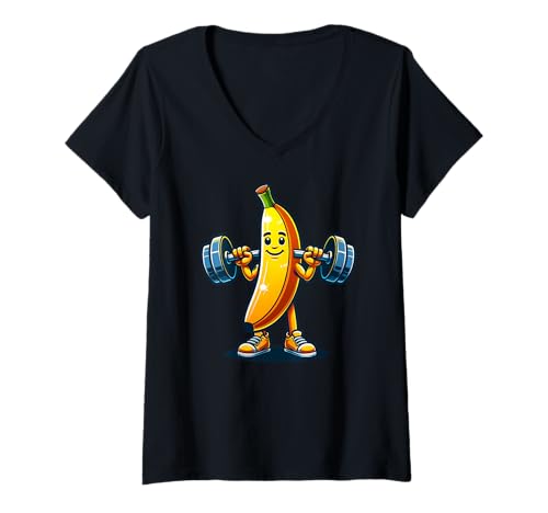 Damen Banana Gewichtheber Gym Workout Humor Fitness Spaß T-Shirt mit V-Ausschnitt Damen Banana Gewichtheber Gym Workout Humor Fitness Spaß T-Shirt mit V-Ausschnitt von Banana Fitness Fun for Gym Lovers Fitness