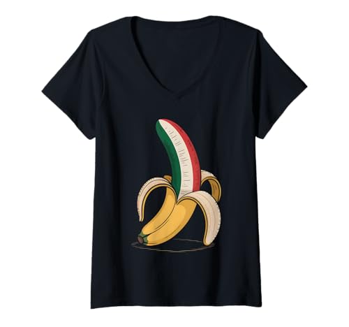 Damen Banana Italien T-Shirt mit V-Ausschnitt Damen Banana Italien T-Shirt mit V-Ausschnitt von Banana Italy Flag