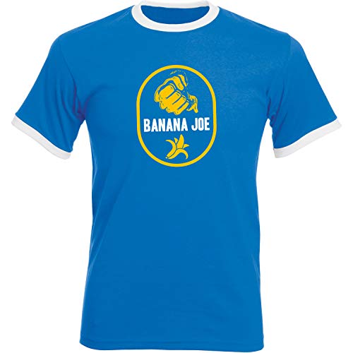 Banana Joe Original Herren Soccer Kontrast T-Shirt #1 mit HighEnd Druck Royalblau/Weiss L von Banana Joe