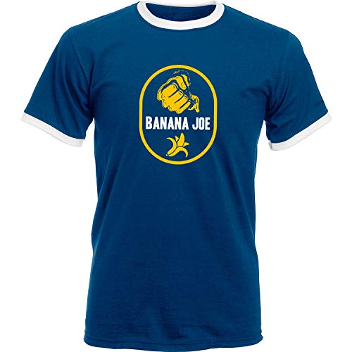 Banana Joe Original Herren Soccer Kontrast T-Shirt #1 mit HighEnd Druck Navyblau/Weiss S von Banana Joe