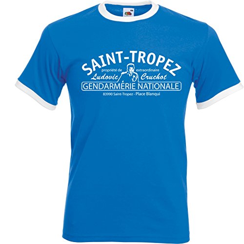 Saint Tropez Soccer Kontrast T-Shirt - Louis de Funes Royalblau/Weiss XXL Saint Tropez Soccer Kontrast T-Shirt - Louis de Funes Royalblau/Weiss XXL von Banana Joe