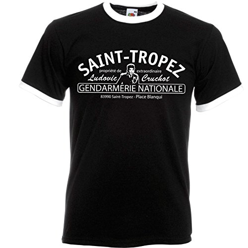 Saint Tropez Soccer Kontrast T-Shirt - Louis de Funes schwarz/Weiss XL von Banana Joe