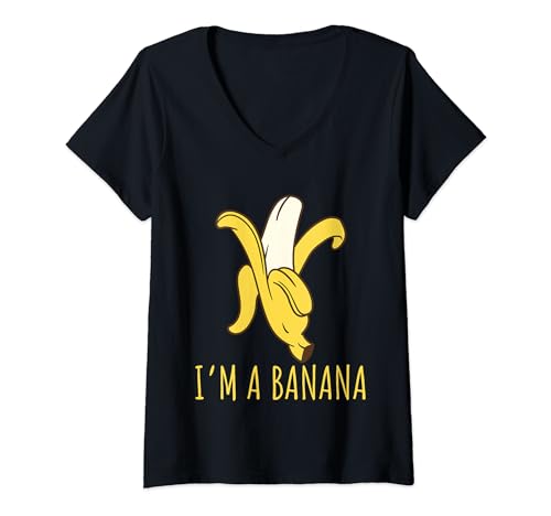 Damen Ich bin eine Banane T-Shirt mit V-Ausschnitt von Banana Lover Apparel