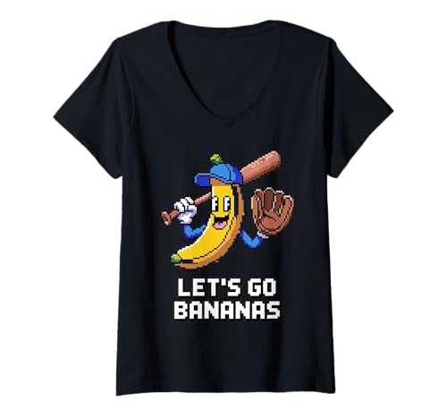 Damen Retro Vintage Funny Banana Let's Go Bananas T-Shirt mit V-Ausschnitt Damen Retro Vintage Funny Banana Let's Go Bananas T-Shirt mit V-Ausschnitt von Banana Lovers