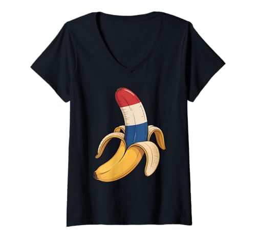 Damen Banana Niederlande T-Shirt mit V-Ausschnitt Damen Banana Niederlande T-Shirt mit V-Ausschnitt von Banana Netherlands Flag