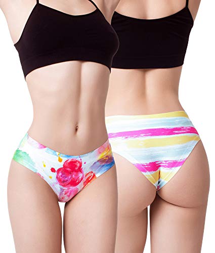 BANANALU Damen Slips mit Print Motiv Flower Blumen Fantasy Unterhosen Candy Shop 1 M von BANANALU