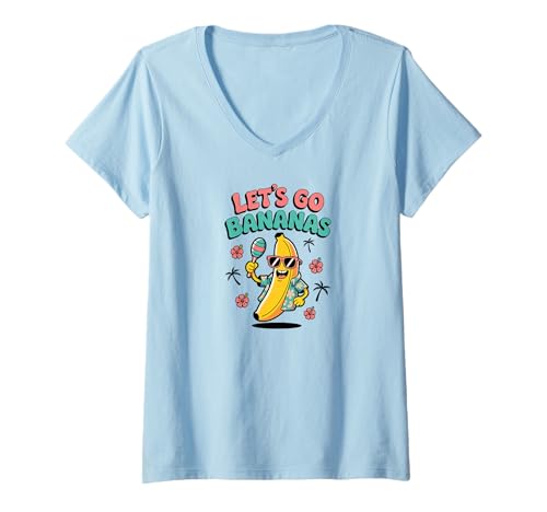 Damen Funny Banana Shirt Let's Go Bananas Halloween Costume T-Shirt mit V-Ausschnitt Damen Funny Banana Shirt Let's Go Bananas Halloween Costume T-Shirt mit V-Ausschnitt von Bananas Everywhere