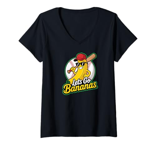 Damen Funny Banana Shirt Let's Go Bananas Halloween Costume T-Shirt mit V-Ausschnitt Damen Funny Banana Shirt Let's Go Bananas Halloween Costume T-Shirt mit V-Ausschnitt von Bananas Everywhere
