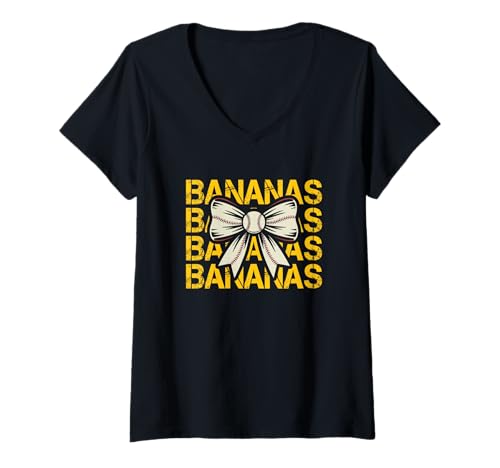 Damen Bananen -Bowband lustiger Baseball T-Shirt mit V-Ausschnitt Damen Bananen -Bowband lustiger Baseball T-Shirt mit V-Ausschnitt von Bananen Bugband Frucht Frauen Mädchen Kinder